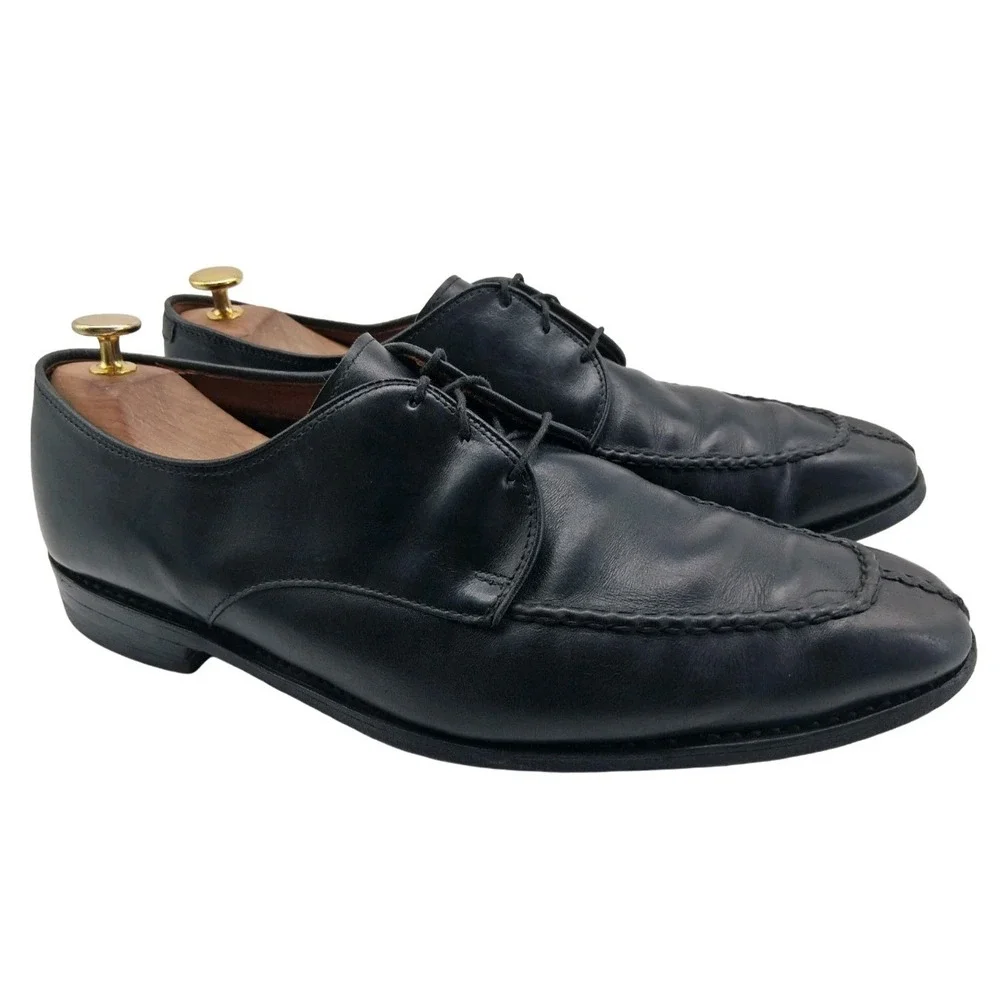 Allen Edmonds Shoes Mens Size 11.5 Black Leather Apron Toe Derby Made USA E
